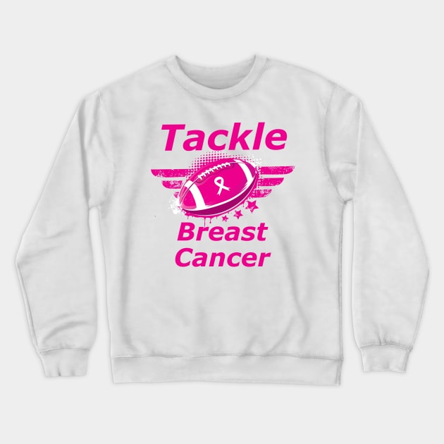 Football Breast Cancer Awareness Support Crewneck Sweatshirt by macshoptee